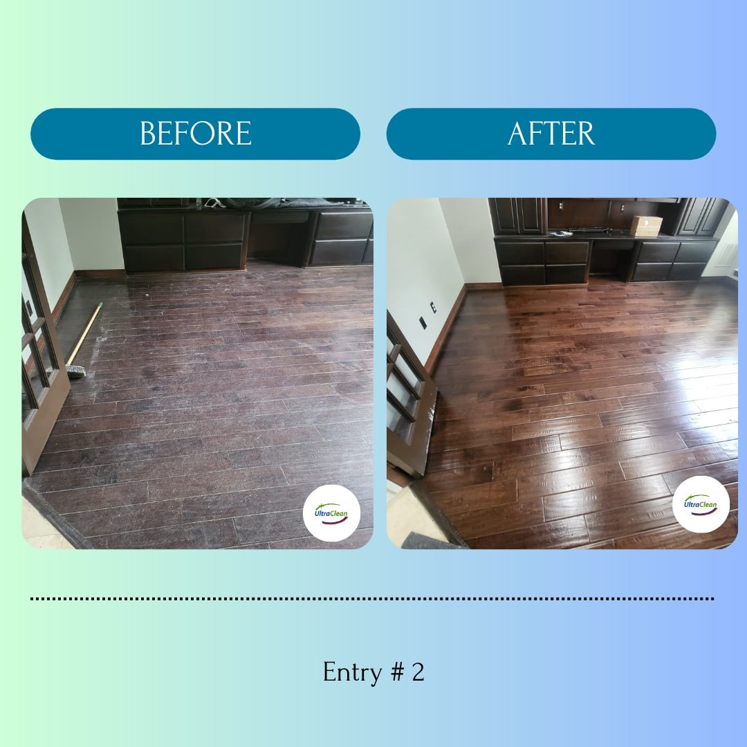 Dallas-wood-cleaner-before-and-after-stripping-wax-and-applying-urethane-coating-for-beautiful-finish