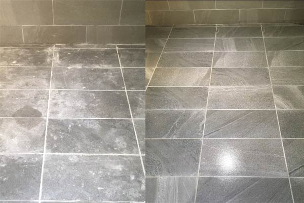 limestone bathroom floor restored.